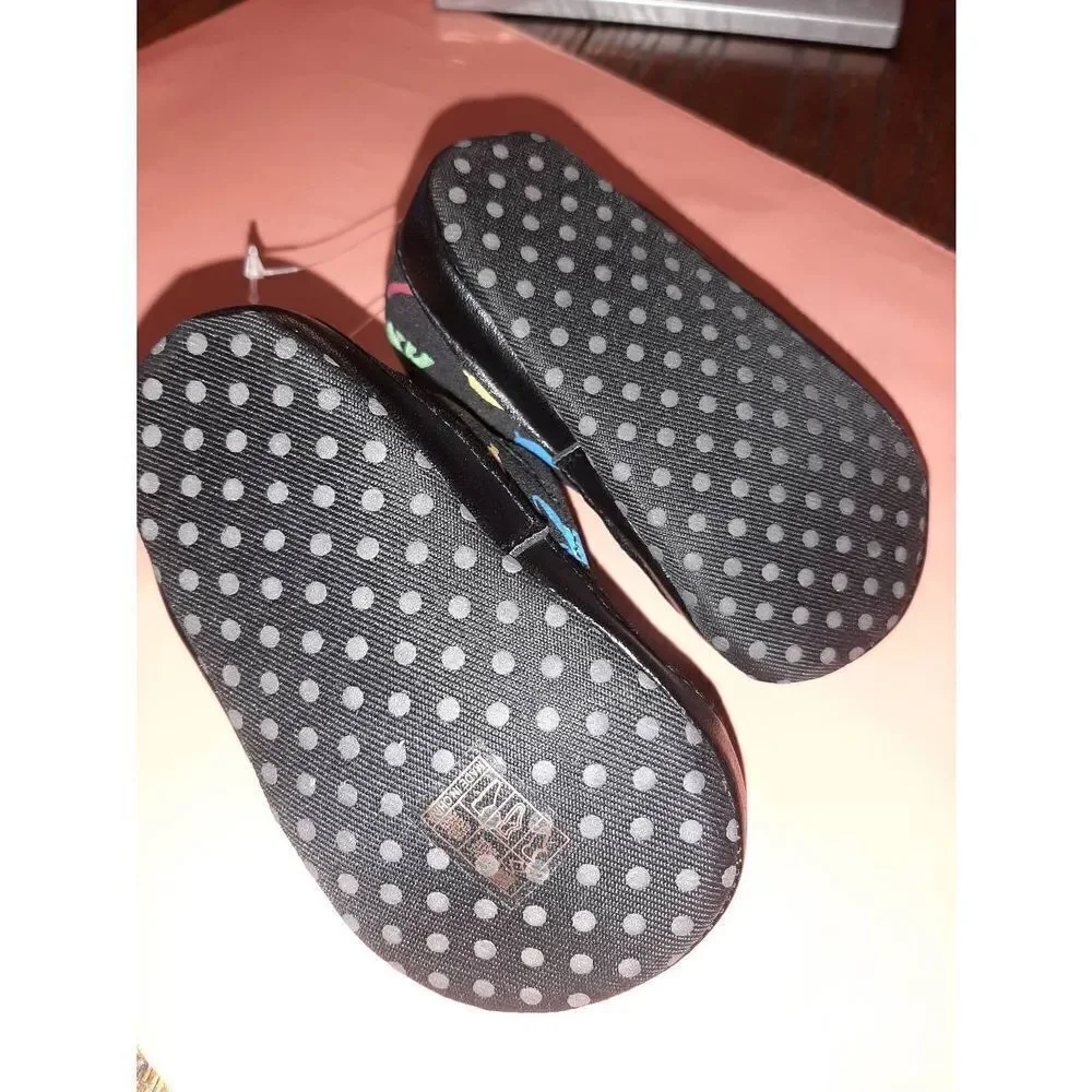Infant Size 2 Black Canvas Dinosaur Slip On Soft Elastic Side Shoes